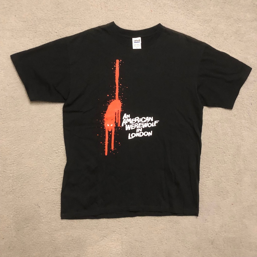 Vtg An American Werewolf in London Horror Movie Promo T-Shirt Black Large Anvil